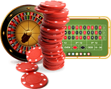 Roulette table and chips
